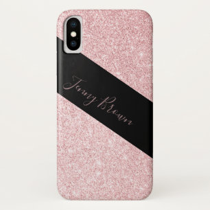 rose gold and glitter elegant monogram Case-Mate iPhone case