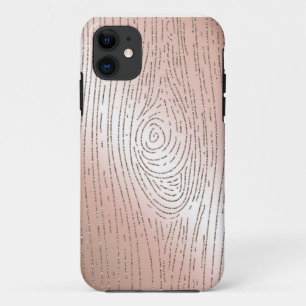 Rose gold and glitter faux bois phone case