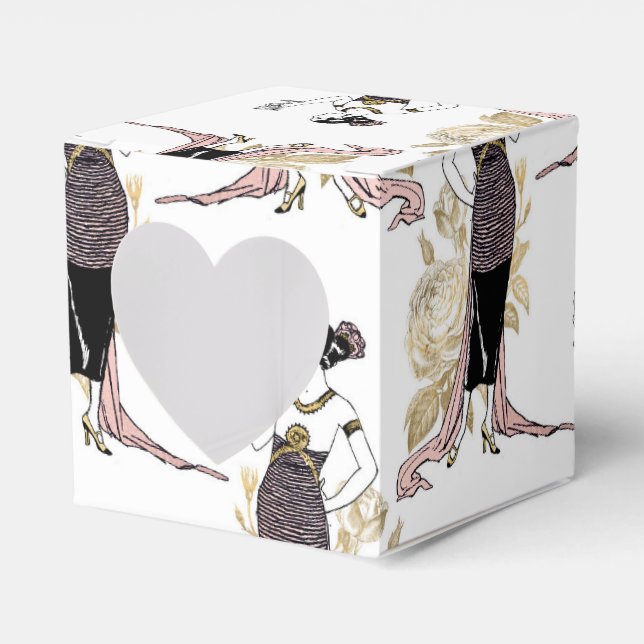Rose Gold and Gold Wine Themed Favor Box (Front Side)