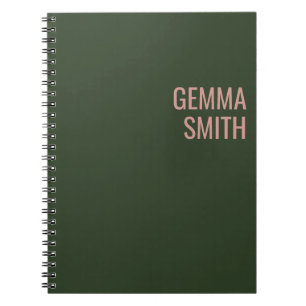 rose gold and green personalized monogram notebook