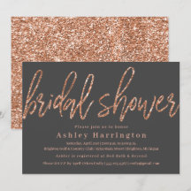 Rose Gold and Grey Bridal Shower Invite Template