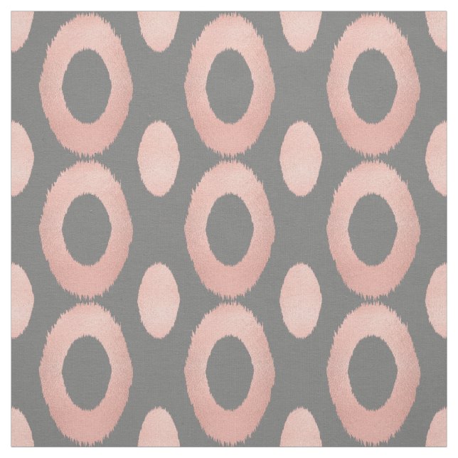 Rose Gold and Grey Geometric Ikat Fabric (Swatch)