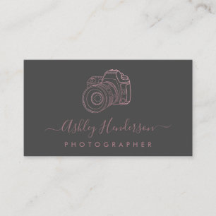 Rose Gold And Grey Photography Business Cards