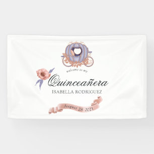 Rose Gold and Lilac Glitter Princess Quinceañera Banner