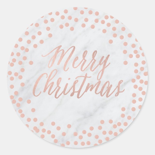 Rose gold and marble "Merry Christmas" sticker (Front)
