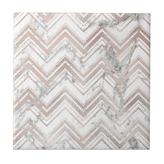 Rose gold and marble zig zag tile