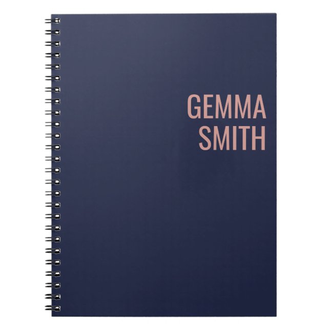 rose gold and navy personalized monogram notebook (Front)