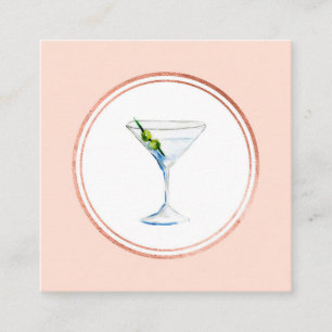 Rose Gold and Pink Hospitality Social Media Icon Square Business Card