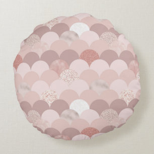 Rose Gold and Pink Pattern Round Pillow