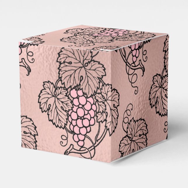 Rose Gold and Pink Wine Themed Favor Box (Front Side)