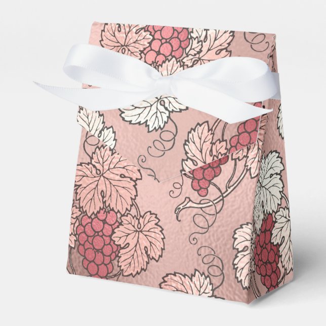 Rose Gold and Pink Wine Themed Favor Box (Front Side)