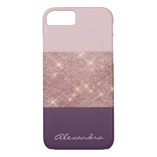 Rose Gold and Plum Girly Sparkly Colour Block Case-Mate iPhone Case