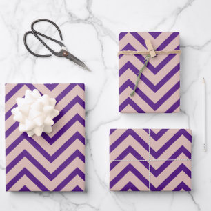 Rose Gold And Purple Chevron Pattern Wrapping Paper Sheet