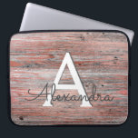 Rose Gold and Rustic Wood Monogram & Initial Laptop Sleeve<br><div class="desc">Faux Rose Gold Foil and Rustic Country Wood Monogram & Initial Case. This case can be customized to include your initial and first name.</div>