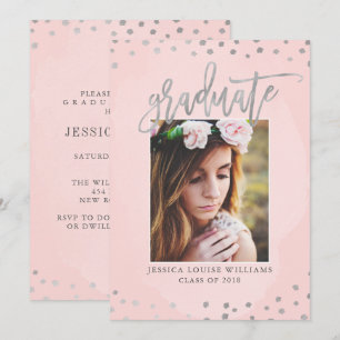 Rose Gold and Silver Graduation Party Invitation