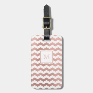 Rose Gold and White Chevron Luggage Tag