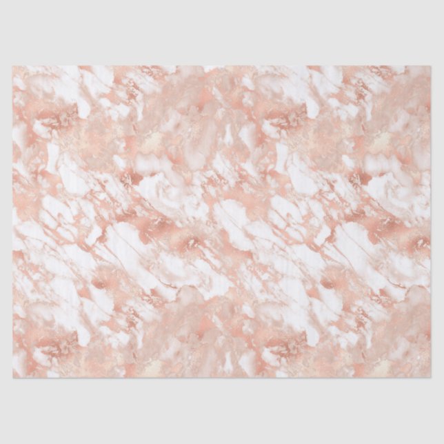 Rose Gold and White Marble Decoupage Tissue Paper (Front)