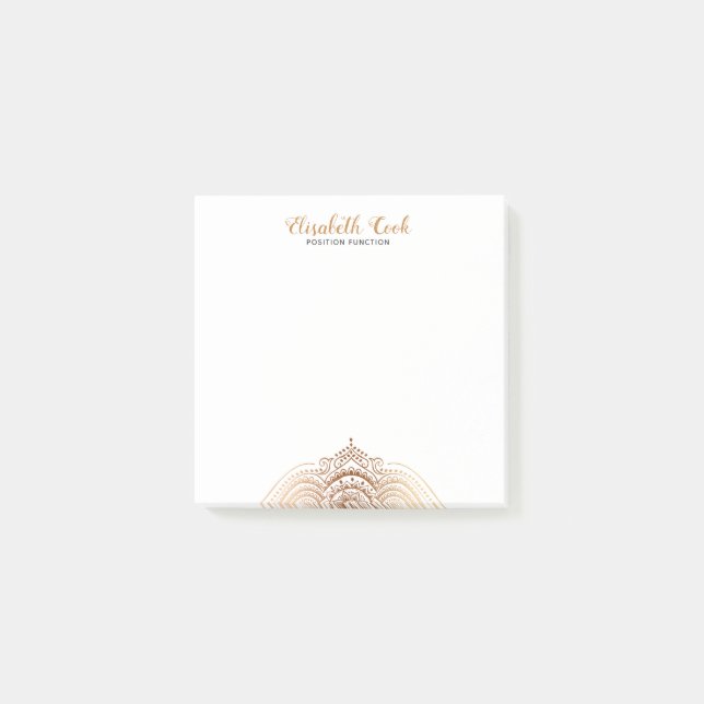 Rose-Gold And White Paisley Mandala Post-it Notes (Front)