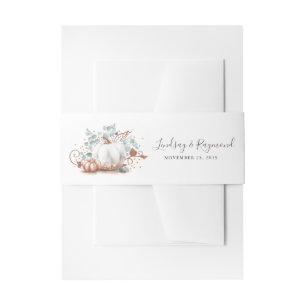 Rose Gold and White Pumpkin Fall Harvest Invitation Belly Band