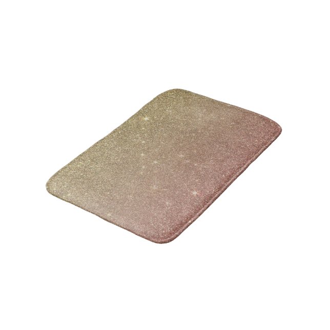 Rose Gold and Yellow Gold Glitter Mesh Bath Mat (Angled)