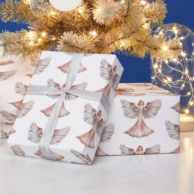 Rose Gold Angels Wrapping Paper (Holidays)