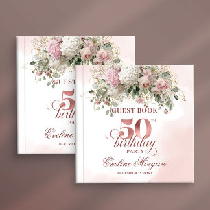 Rose Gold Aquarelle Blush Livre d'or 50e Anniversa