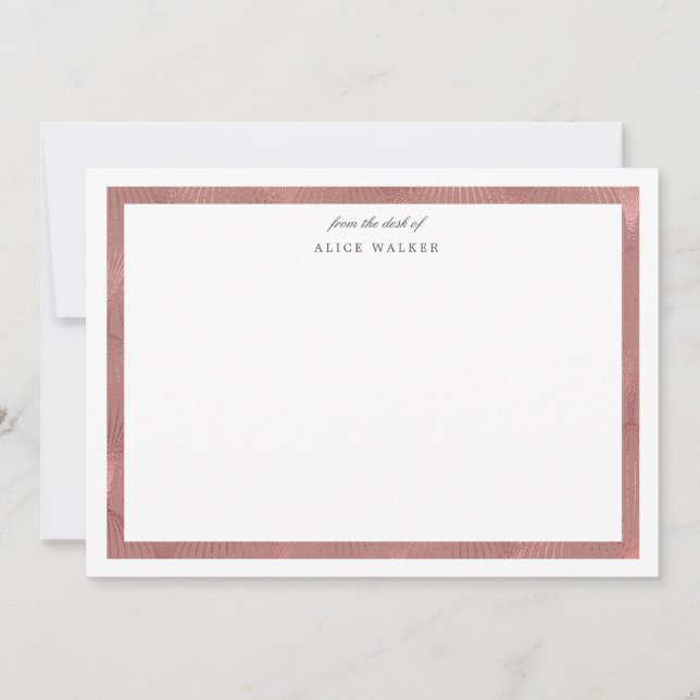 rose gold art deco monogram Stationery Note Card (Front)