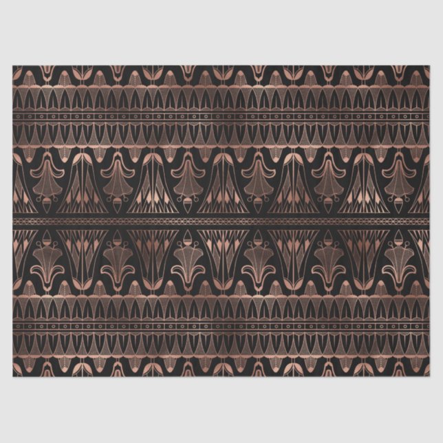 Rose Gold Art Deco on Black Decoupage Tissue Paper (Front)