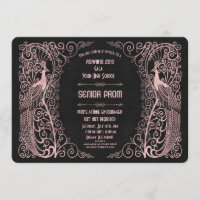 Rose Gold Art Deco Peacocks Senior Prom