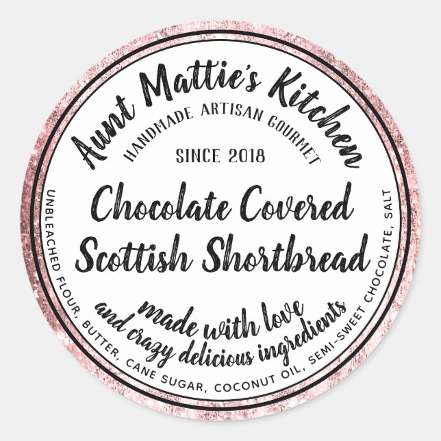 Rose Gold Artisan Gourmet Ingrédients Étiquette al (Devant)