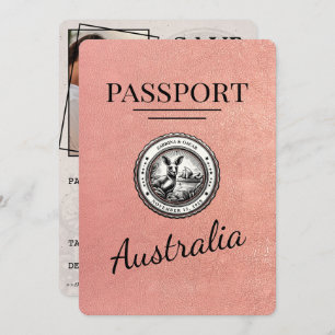 Rose Gold Australia Passport Save The Date