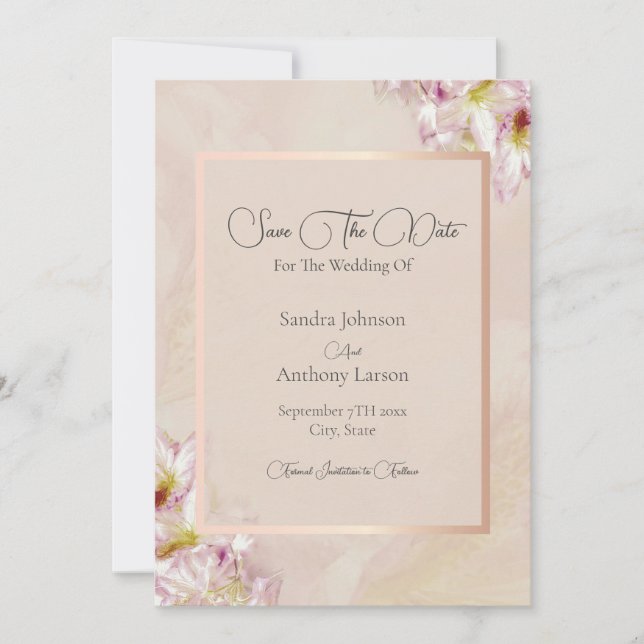 Rose Gold Azalea Wedding Save The Date (Front)