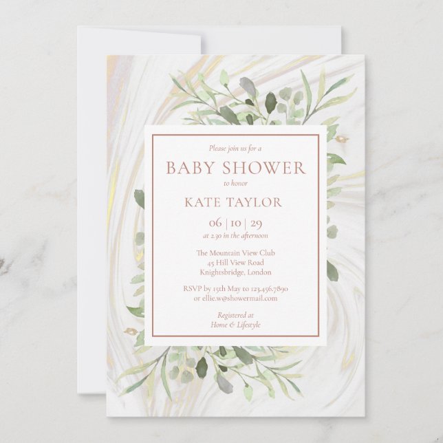 Rose Gold Baby Girl Shower | Sprinkle Invitation (Front)