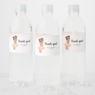 Rose gold baby princess water bottle label