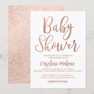 Rose Gold Baby Shower Invitation