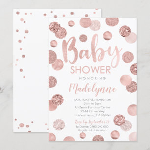 Rose Gold Baby Shower invitation Confetti Girl