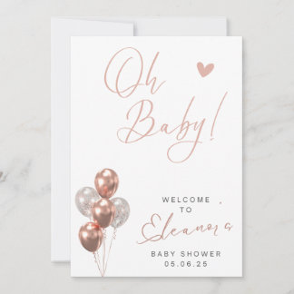 Rose Gold Baby Shower Welcome Sign Invitation