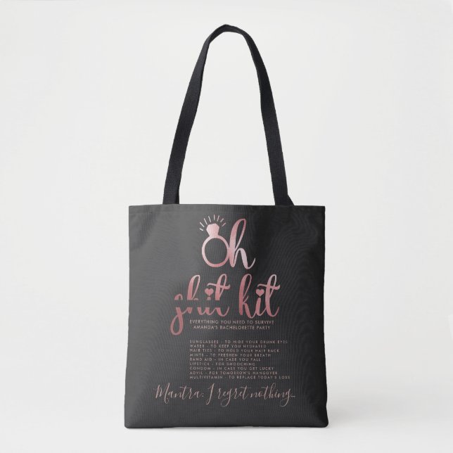 Rose Gold Bachelorette Kit Personalized Tote Bag (Front)