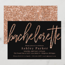 Rose Gold Bachelorette Party Invitation Glitter
