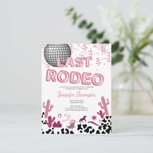 Rose gold balloon font Cowgirl bachelorette party Card (Standing Front)