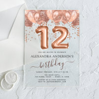 Rose Gold Balloons 12th Birthday Party Confetti