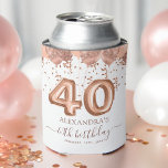 Rose Gold Balloons 40th Birthday Party Can Cooler<br><div class="desc">Prepare to celebrate in style because turning forty is a milestone worth honouring, and our Fortieth Birthday Party Blush Pink and Rose Gold Balloons and Confetti Can Cooler is here to add a touch of sophistication and fun to your big bash! This can cooler strikes the perfect balance between elegance...</div>