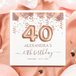 Rose Gold Balloons 40th Birthday Party Napkin<br><div class="desc">Get ready to celebrate in style because turning forty is a milestone worth honouring, and our Fortieth Birthday Party Blush Pink and Rose Gold Balloons and Confetti Napkins are here to add a touch of sophistication and fun to your big bash! These napkins strike the perfect balance between elegance and...</div>