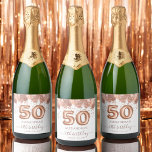 Rose Gold Balloons 50th Birthday Party Sparkling Wine Label<br><div class="desc">Prepare to celebrate in style because turning fifty is a milestone worth honouring, and our Fiftieth Birthday Party Blush Pink and Rose Gold Balloons and Confetti Sparkling Wine Label is here to add a touch of sophistication and fun to your grand bash! This sparkling wine label strikes the perfect balance...</div>