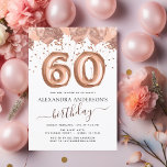 Rose Gold Balloons 60th Birthday Party Invitation<br><div class="desc">Sixtieth (60th) Sixty Birthday Party Blush Pink - Rose Gold Balloons and Confetti Birthday Party Invitation . This is the perfect Birthday Invitation for a Modern Rose Gold and Blush Pink Glitter Sparkle Girly Birthday Party. Please contact the designer for matching customized items.</div>