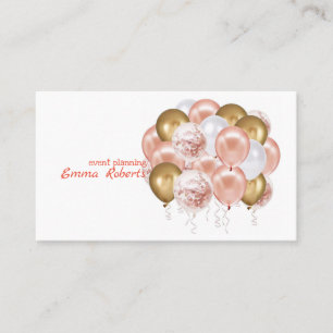 Rose Gold Balloons Modern Business card