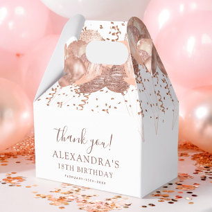 Rose Gold Balloons Thank You 18th Birthday Party Favor Box