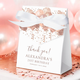 Rose Gold Balloons Thank You 21st Birthday Party  Favor Box