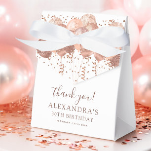 Rose Gold Balloons Thank You 30th Birthday Party Favor Box