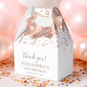 Rose Gold Balloons Thank You 30th Birthday Party Favor Box